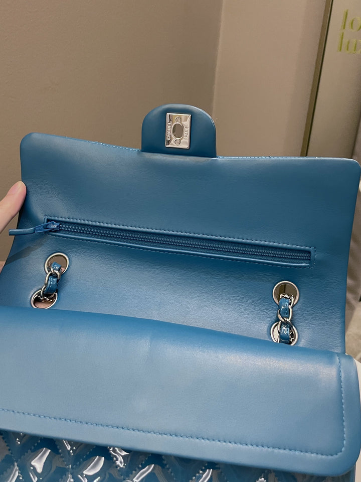 Chanel Classic Quilted Medium Double Flap Turquoise Patent