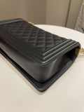 Chanel Quilted Boy Old Medium Black Rigid Caviar