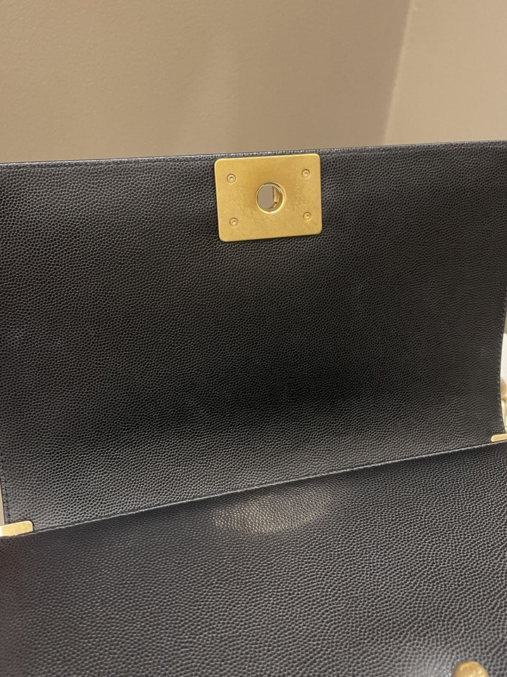 Chanel Quilted Boy Old Medium Black Rigid Caviar