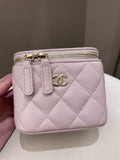 Chanel 21S Quilted Mini Vanity Cube Rose Clair Lilac Caviar