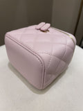 Chanel 21S Quilted Mini Vanity Cube Rose Clair Lilac Caviar