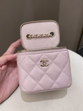 Chanel 21S Quilted Mini Vanity Cube Rose Clair Lilac Caviar