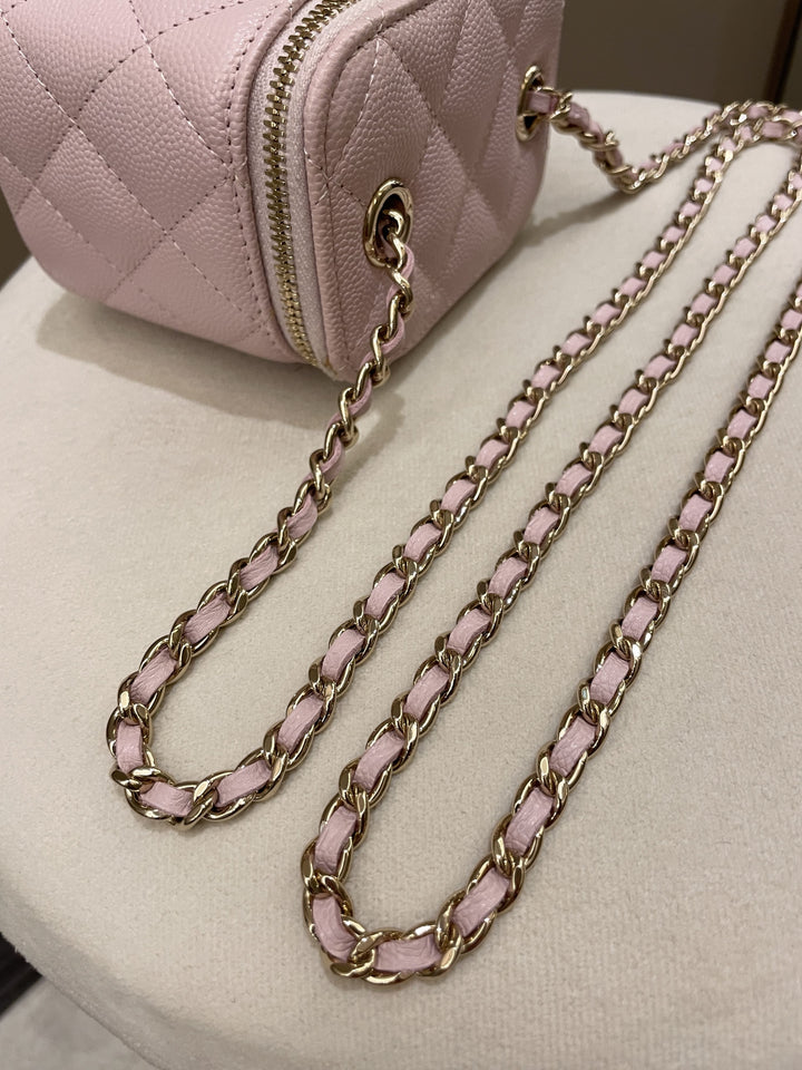 Chanel 21S Quilted Mini Vanity Cube Rose Clair Lilac Caviar