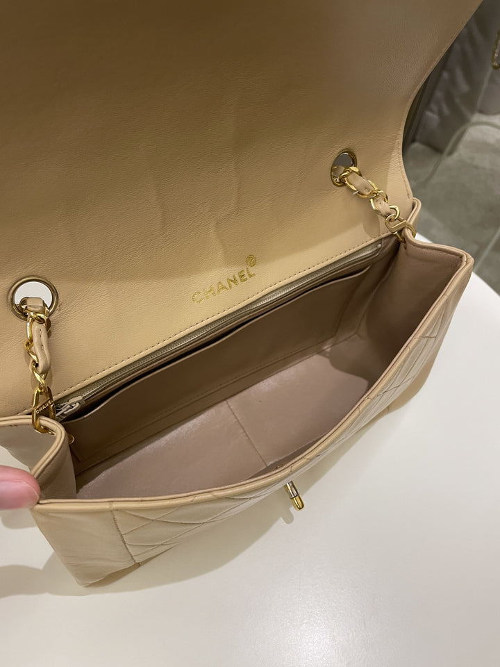 Chanel Vintage Quilted Diana Flap Bag Beige Lambskin
