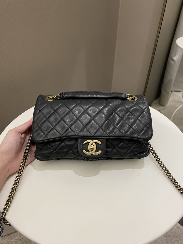 Chanel Shiva Easy Flap Black Iridescent Leather