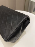 Chanel Vintage Quilted Full Flap Bag Black Lambskin