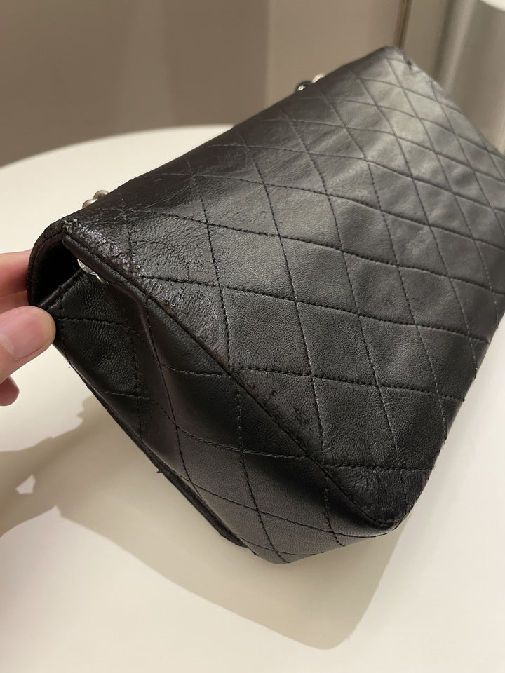 Chanel Vintage Quilted Full Flap Bag Black Lambskin