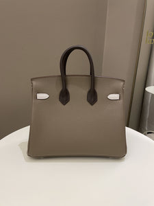 Hermes Birkin 25 Etoupe/ Ebene/ Gris Pale Epsom