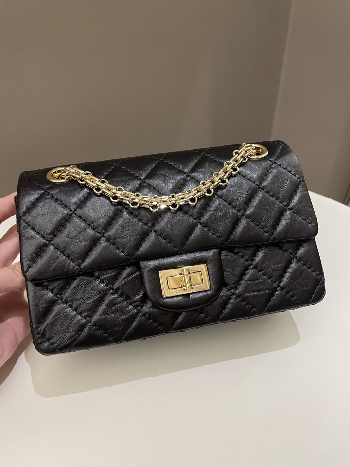 Chanel 2.55 Quilted Mini Reissue Black Aged Calfskin