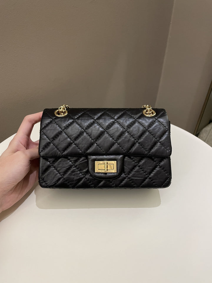 Chanel 2.55 Quilted Mini Reissue Black Aged Calfskin