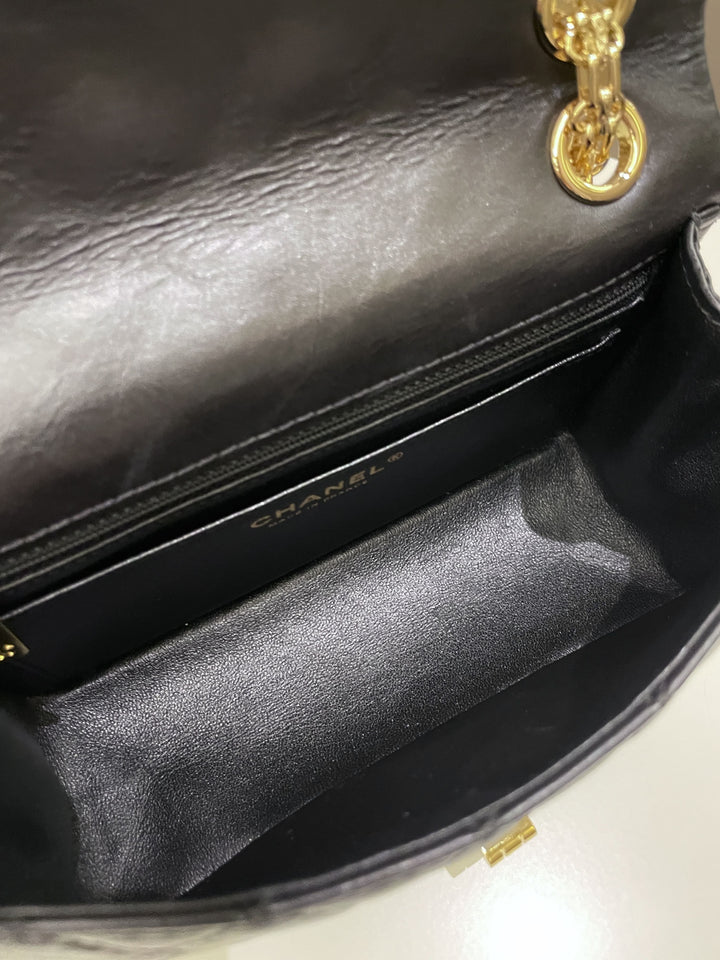 Chanel 2.55 Quilted Mini Reissue Black Aged Calfskin