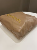 Chanel 23B 22 Mini Hobo Beige Calfskin