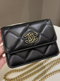 Chanel 22P Pending Belt Clutch Chain Black Lambskin