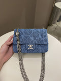 Chanel 23P Camellia Sweet Heart Mini Flap Blue Denim