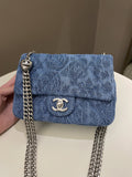 Chanel 23P Camellia Sweet Heart Mini Flap Blue Denim