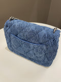 Chanel 23P Camellia Sweet Heart Mini Flap Blue Denim