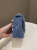 Chanel 23P Camellia Sweet Heart Mini Flap Blue Denim