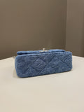 Chanel 23P Camellia Sweet Heart Mini Flap Blue Denim