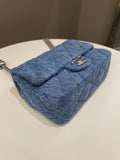 Chanel 23P Camellia Sweet Heart Mini Flap Blue Denim