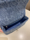 Chanel 23P Camellia Sweet Heart Mini Flap Blue Denim