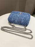 Chanel 23P Camellia Sweet Heart Mini Flap Blue Denim