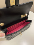 Chanel 23S Camilla Crush Quilted Mini Rectangular Black Stiff Lambskin