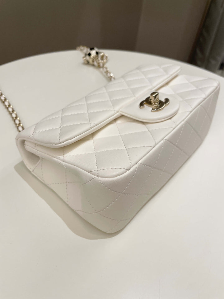 Chanel Pearl Crush Quilted Mini Rectangular Ivory Stiff Lambskin