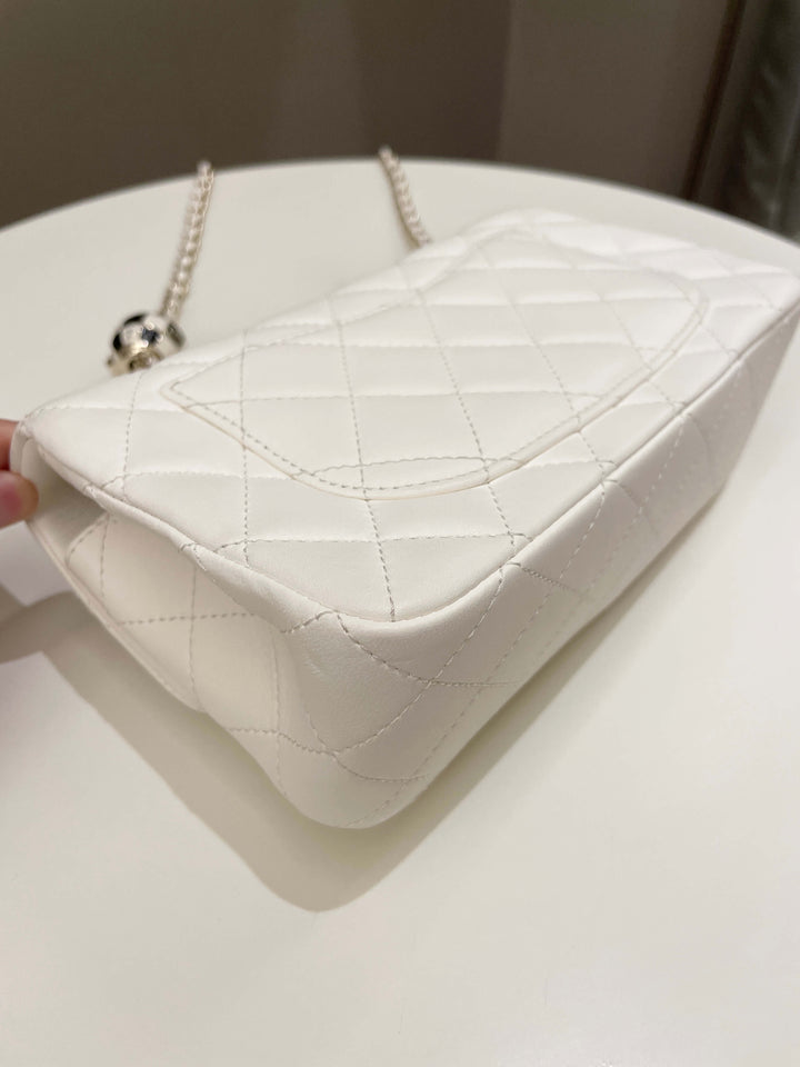 Chanel Pearl Crush Quilted Mini Rectangular Ivory Stiff Lambskin