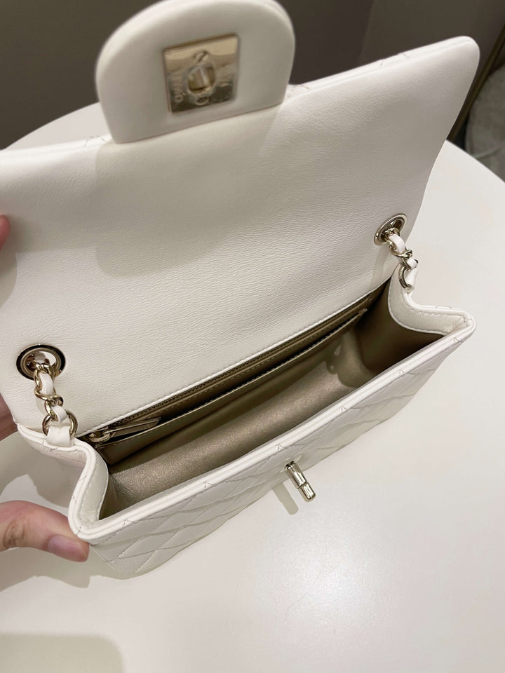 Chanel Pearl Crush Quilted Mini Rectangular Ivory Stiff Lambskin