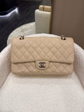 Chanel Classic Quilted Medium Double Flap Beige Caviar