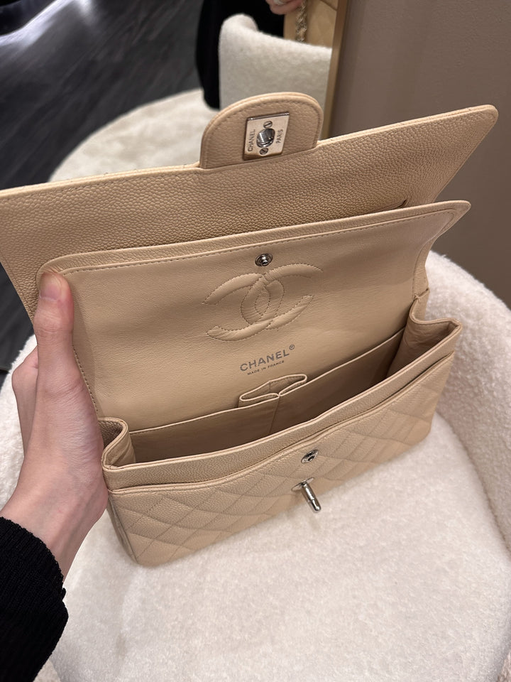 Chanel Classic Quilted Medium Double Flap Beige Caviar