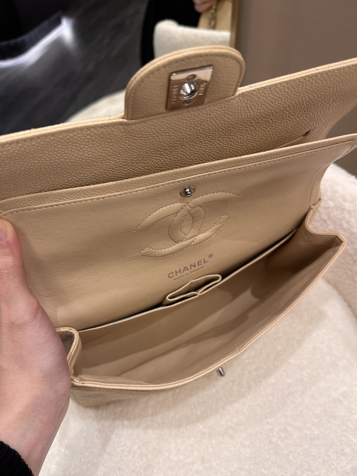 Chanel Classic Quilted Medium Double Flap Beige Caviar