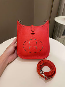 Hermes Mini Evelyne Rouge Tomate Clemence