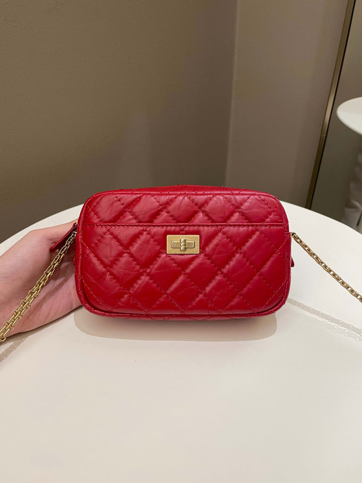 Chanel Quilted 2.55 Reissue Camera Bag Red Aged Calfskin