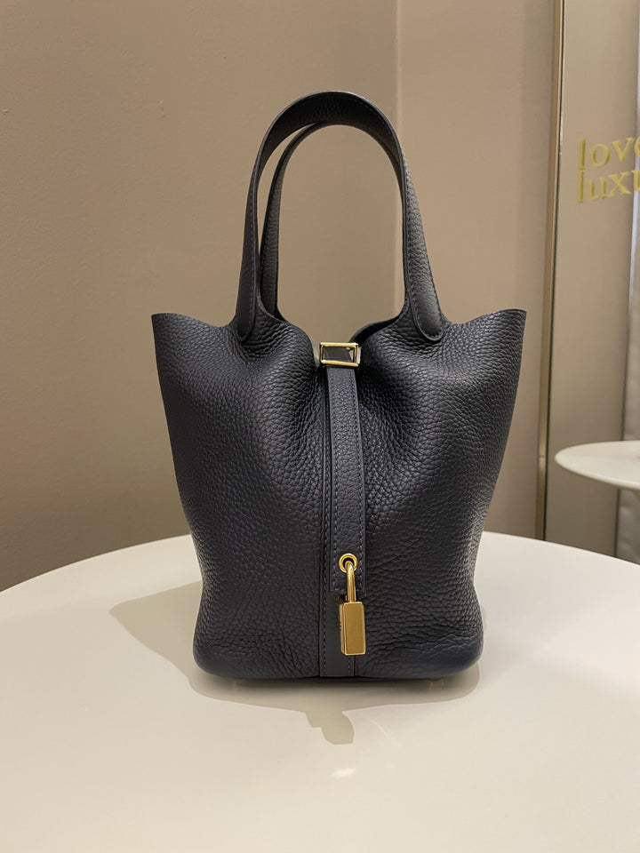 Hermes Picotin Lock PM 18 Bleu Nuit Clemence