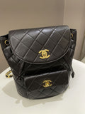 Chanel Quilted Vintage Duma Cc Backpack Brown Lambskin
