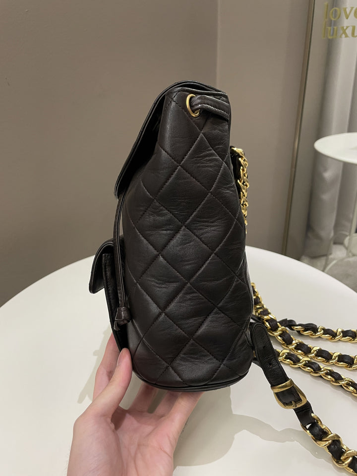 Chanel Quilted Vintage Duma Cc Backpack Brown Lambskin
