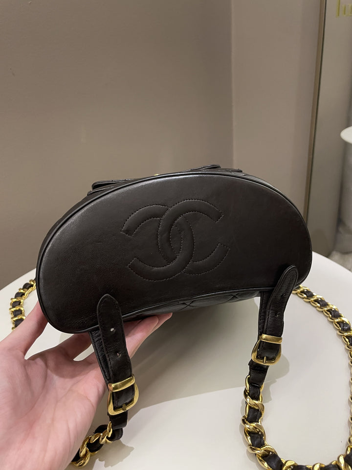 Chanel Quilted Vintage Duma Cc Backpack Brown Lambskin