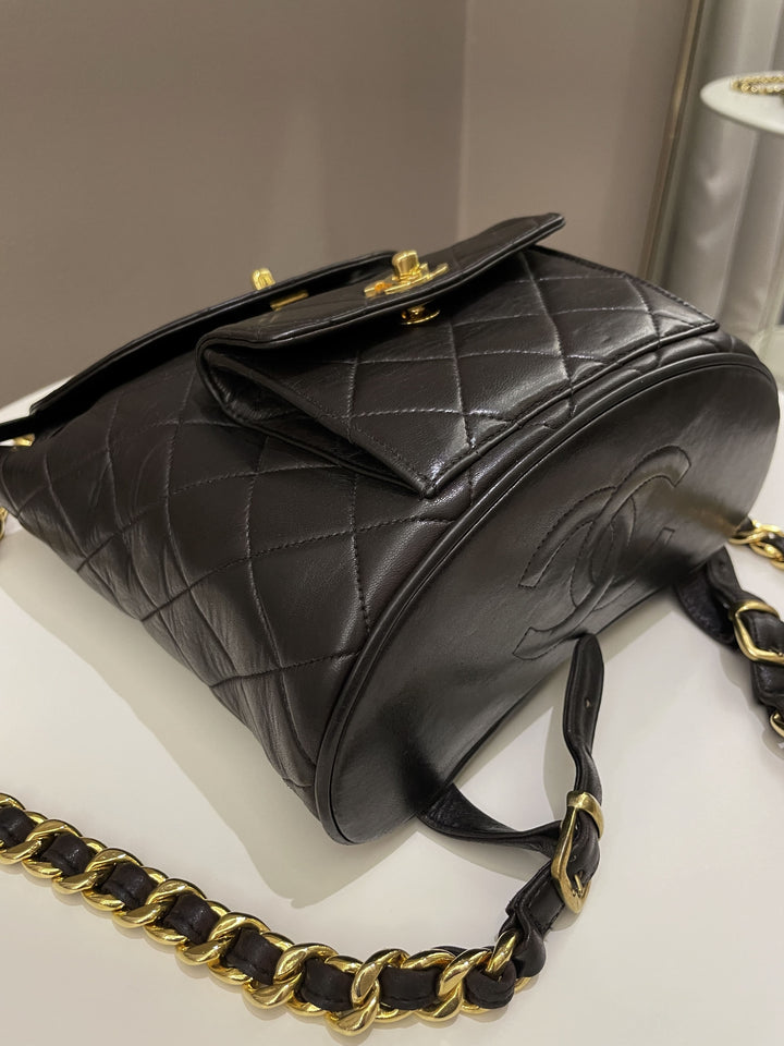 Chanel Quilted Vintage Duma Cc Backpack Brown Lambskin