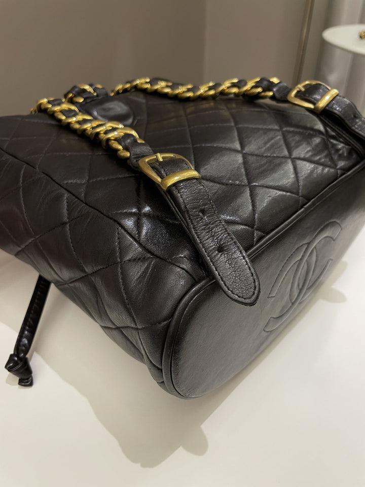 Chanel Quilted Vintage Duma Cc Backpack Brown Lambskin