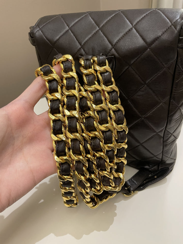 Chanel Quilted Vintage Duma Cc Backpack Brown Lambskin