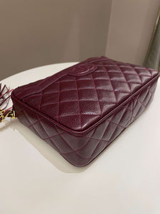 Chanel Vintage Camera Bag Tassle Burgundy Caviar
