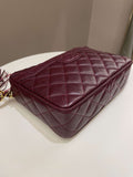 Chanel Vintage Camera Bag Tassle Burgundy Caviar