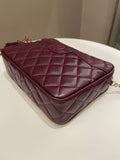 Chanel Vintage Camera Bag Tassle Burgundy Caviar