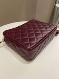Chanel Vintage Camera Bag Tassle Burgundy Caviar