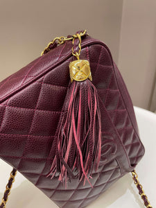 Chanel Vintage Camera Bag Tassle Burgundy Caviar