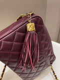 Chanel Vintage Camera Bag Tassle Burgundy Caviar