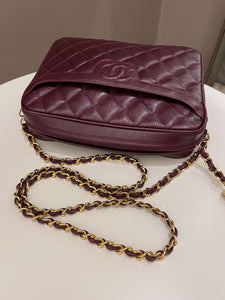 Chanel Vintage Camera Bag Tassle Burgundy Caviar