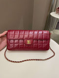Chanel Chocolate Bar Flap Dark Red Lambskin