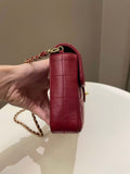 Chanel Chocolate Bar Flap Dark Red Lambskin